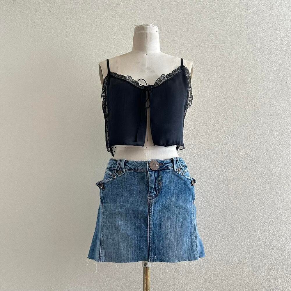 handmade black satin-mesh polka dot camisole